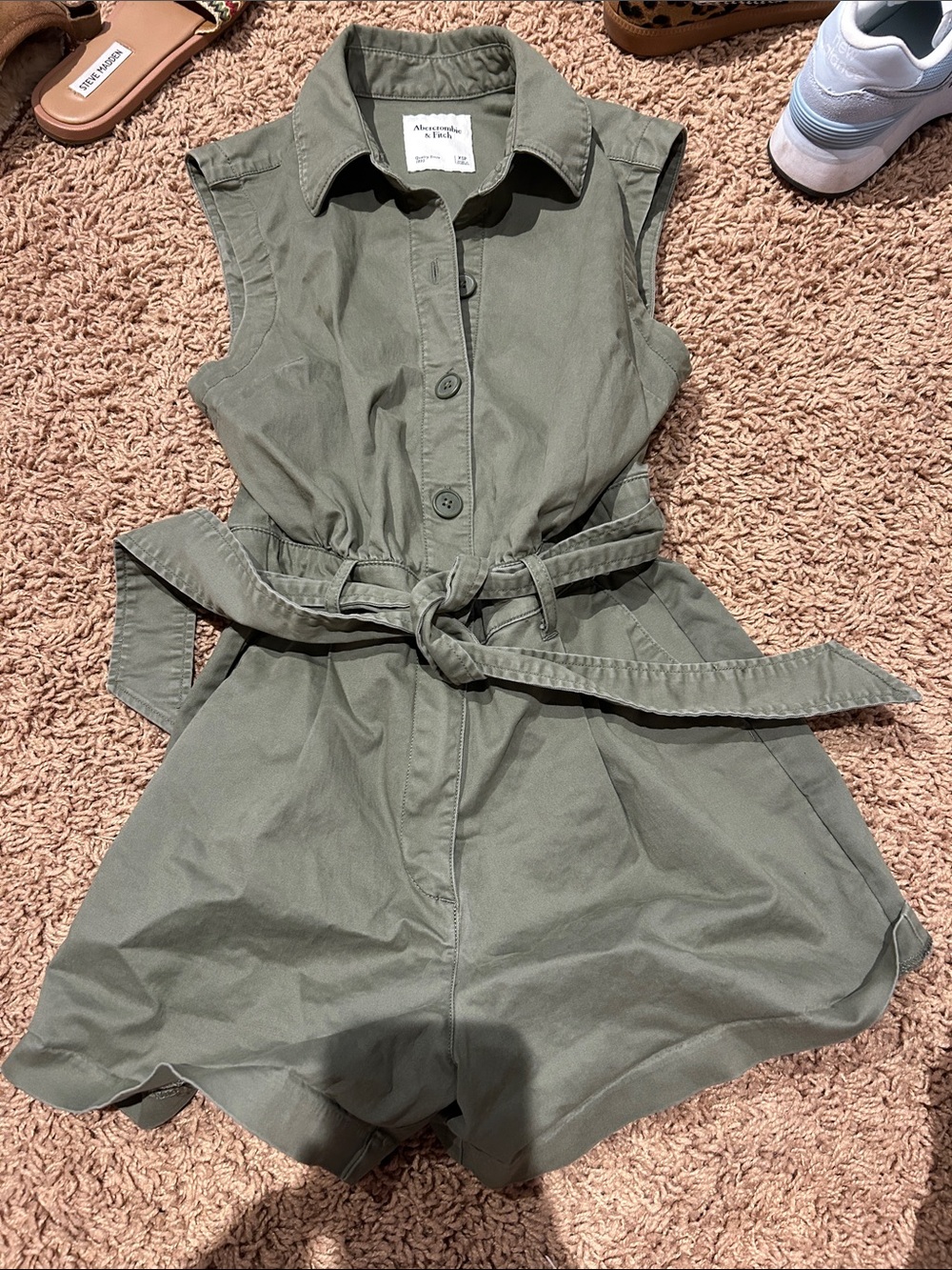 Abercrombie & Fitch Olive Green Sleeveless Utility Romper